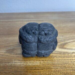 Vintage Inuit Eskimo Sculpture Stone Carving Figurine Two People in Parka